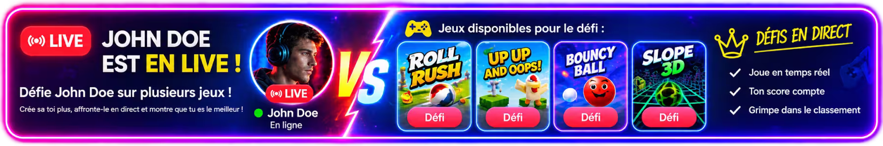 John Doe est en ligne - Défie-le maintenant sur Universflash